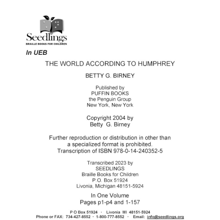 Cover image for The World According to Humphrey by Betty G. Birney