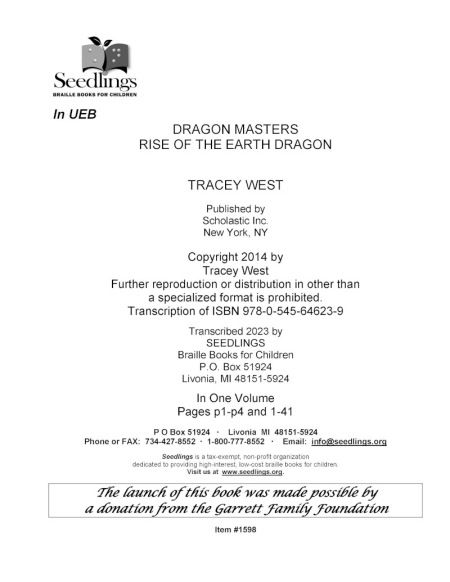 Cover image for Dragon Masters Rise of the Earth Dragons by Tracey West