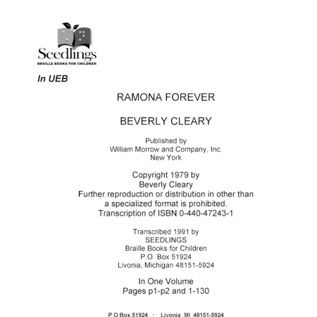 Cover image for Ramona Forever by Beverly Cleary