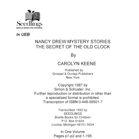 Cover image for Nancy Drew Mystery Stories The Secret of the Old Clock by Carolyn Keene