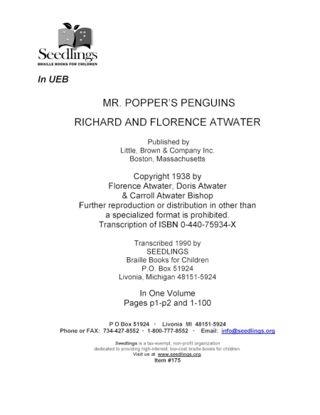Cover image for Mr. Popper's Penguins by Richard and Florence Atwater