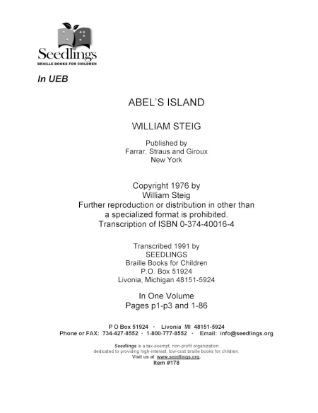Cover image for Abel's Island by William Steig