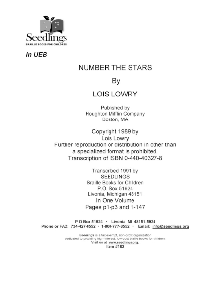 Cover image for Number the Stars by Lois Lowry