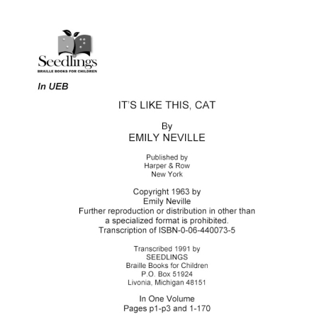 Cover image for It's Like This, Cat by Emily Neville