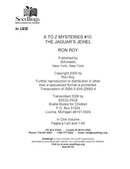 Cover of A to Z Mysteries: The Jaguar's Jewel by Ron Roy