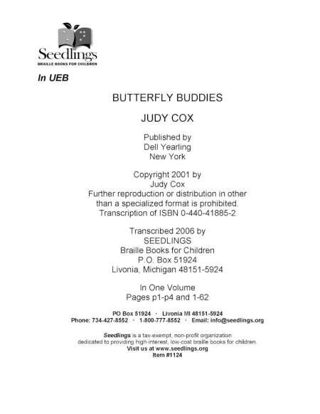 Cover image for Butterfly Buddies by Judy Cox