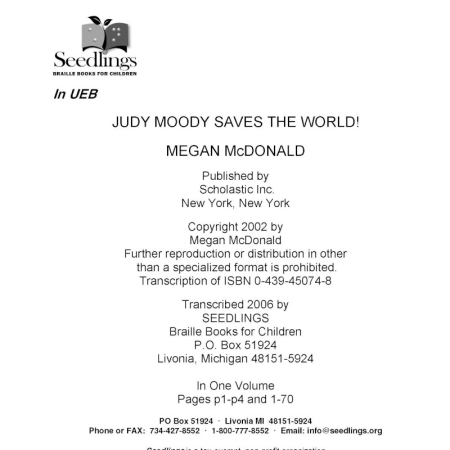 Cover for Judy Moody Saves the World!