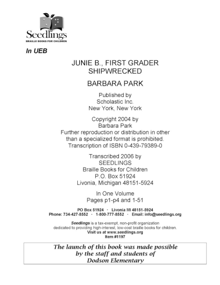 Cover of Junie B., First Grader: Shipwrecked by Barbara Park