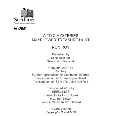 Cover for A to Z Mysteries: Mayflower Treasure Hunt