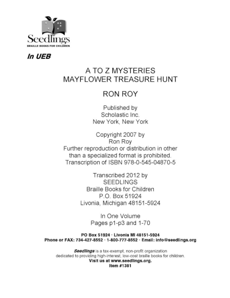 Cover for A to Z Mysteries: Mayflower Treasure Hunt