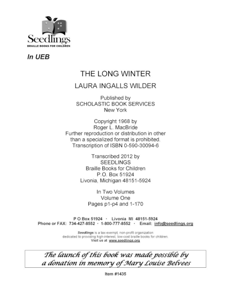 Cover for The Long Winter