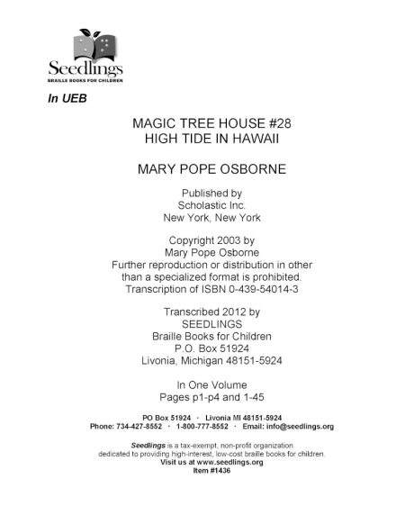 Cover of Magic Tree House #28: High Tide in Hawaii by Mary Pope Osborne