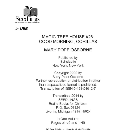 Cover of Magic Tree House #26 Good Morning Gorillas by Mary Pope Osborne