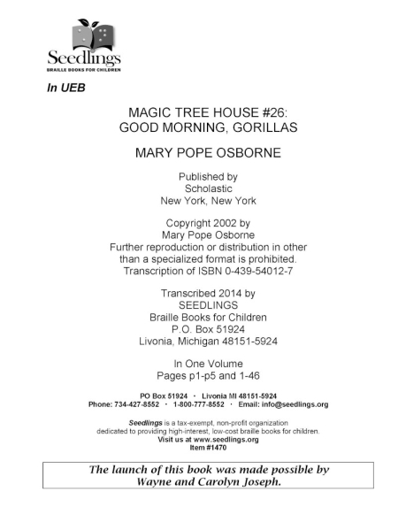 Cover of Magic Tree House #26 Good Morning Gorillas by Mary Pope Osborne