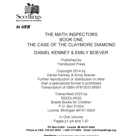 Cover for The Math Inspectors Book One: The Case of the Claymore Diamond