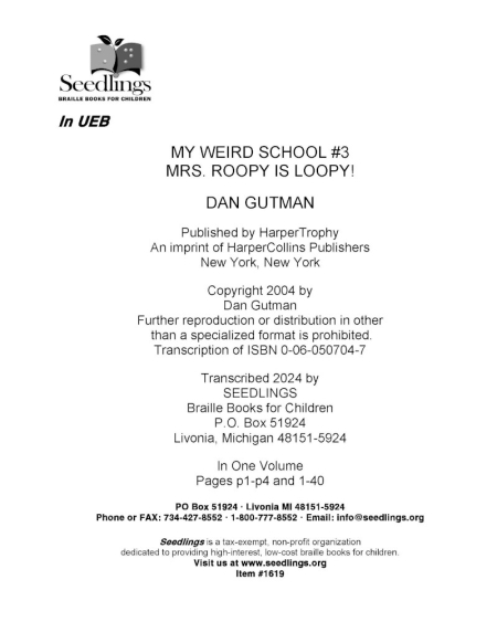 Cover for My Weird School #3: Mrs. Roopy Is Loopy!