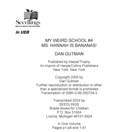 Cover for My Weird School #4: Ms. Hannah is Bananas!