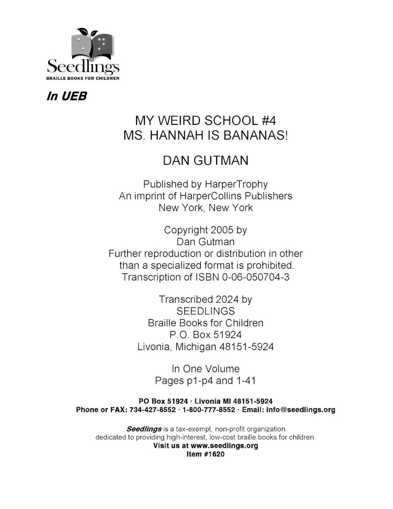 My Weird School #4: Ms. Hannah is Bananas! - Seedlings