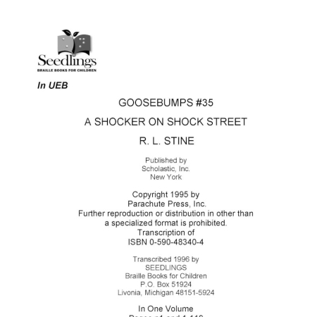 Cover for Goosebumps #35: A Shocker on Shock Street
