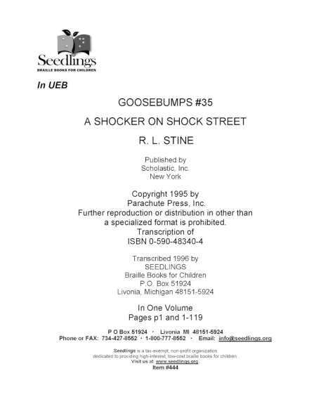 Cover for Goosebumps #35: A Shocker on Shock Street