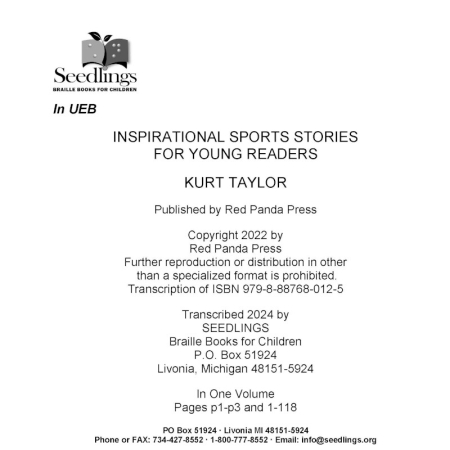 Cover for Inspirational Sport Stories for Young Readers
