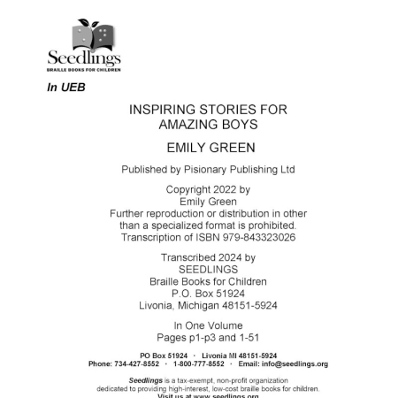 Cover of Inspiring Stories for Amazing Boys by Emily Green