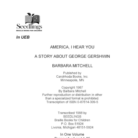 Cover for America, I Hear You: A Story about George Gershwin