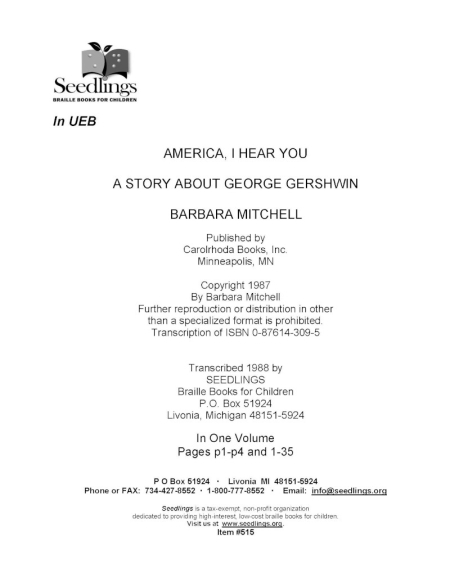 Cover for America, I Hear You: A Story about George Gershwin