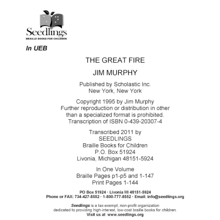 Cover for The Great Fire by Jim Murphy