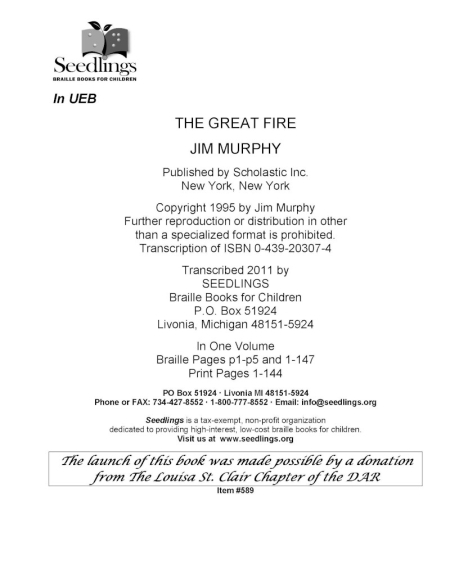 Cover for The Great Fire by Jim Murphy