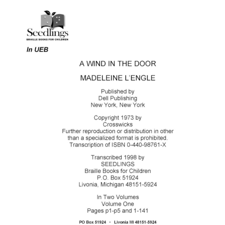 Cover of A Wind in the Door by Madeline L'Engle