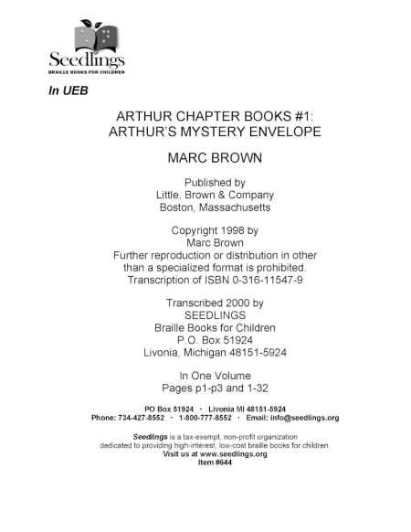 Cover of Arthur's Mystery Envelope by Marc Brown