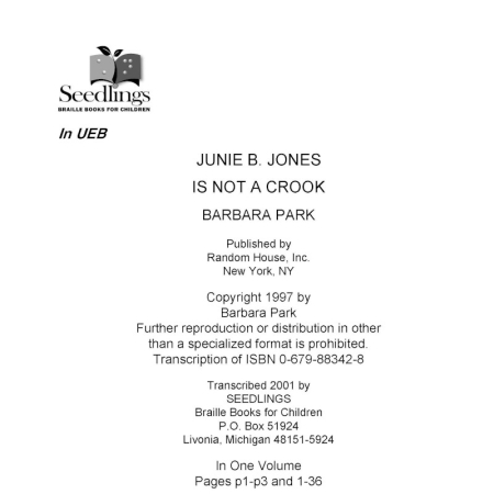 Cover for Junie B. Jones is Not a Crook