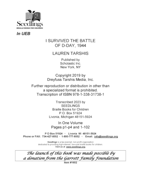 Cover of I Survived the Battle of D-Day, 1944