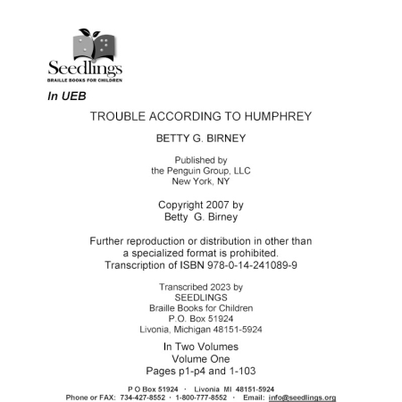 Cover of Trouble According to Humphry