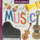 Cover for Hello World! Music with picture of instruments transcribed in braille