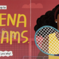 Interior page spread of I Look Up to Serena Williams with picture of Serena Williams and braille