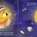 Interior spread with print and braille for Solar System with pictures of planets and the sun