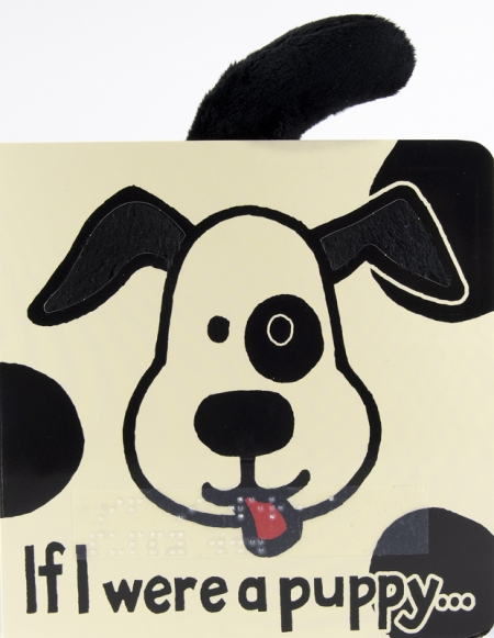 Cover of If I Were a Puppy with an illustration of a puppy and touchable ears and tail, and braille stickers.
