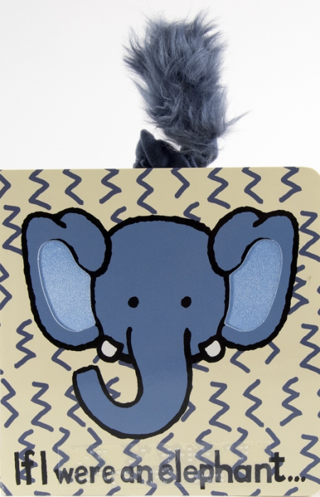 Cover of If You Were an Elephant with illustration of elephant, touchable tail, braille sticker.