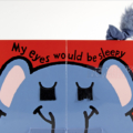 Inside spread for If I Were an Elephant with an illustration of an elephant with touchable eyelashes, tail, and braille sticker.