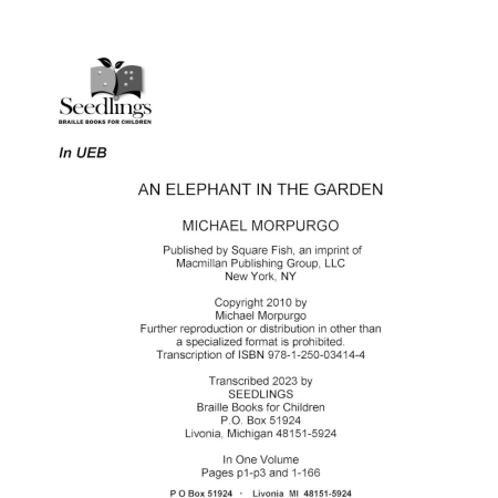 Cover for An Elephant in the Garden