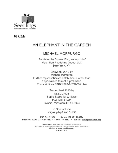 Cover for An Elephant in the Garden