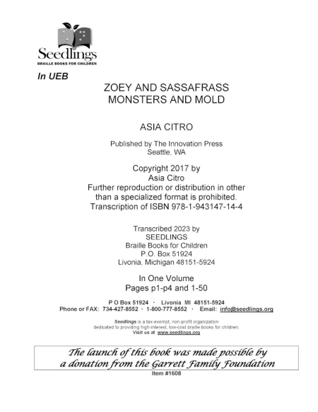 Cover for Zoey and Sassafras: Monsters and Mold