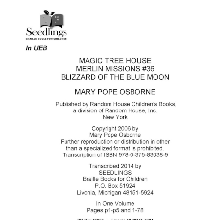 Cover of Magic Tree House - Merlin Missions #36: Blizzard of the Blue Moon
