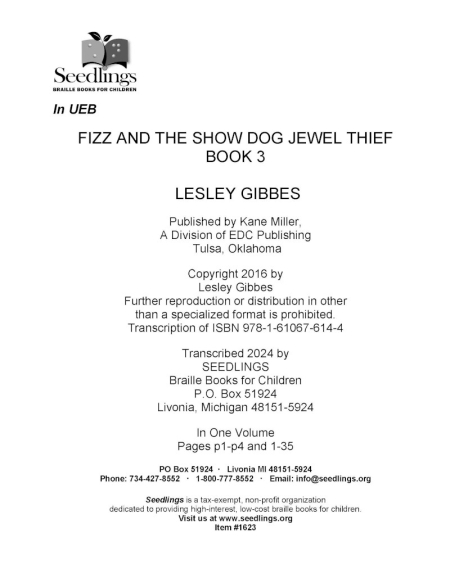 Cover of Fizz and the Show Dog Jewel Thief by Lesley Gibbes