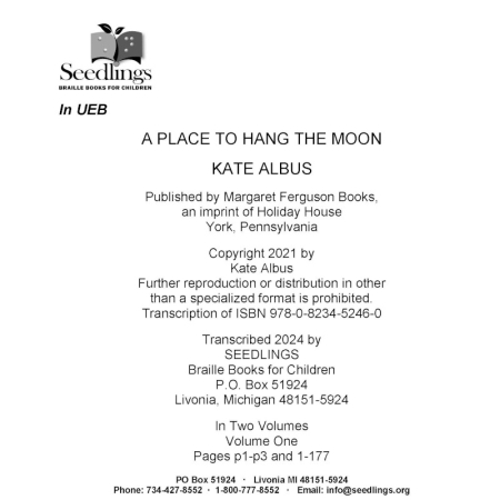 Cover of A Place to Hang the Moon by Kate Albus