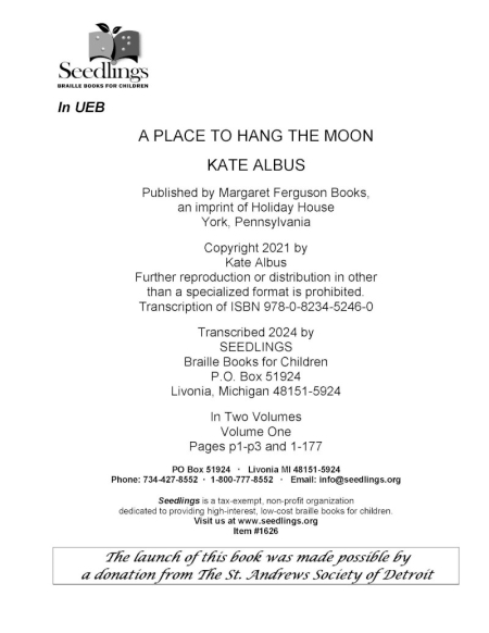 Cover of A Place to Hang the Moon by Kate Albus