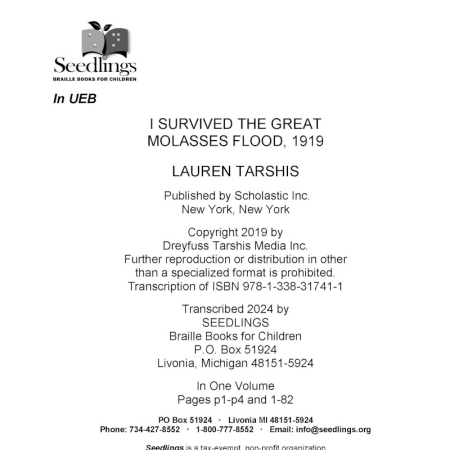 Cover of I Survived the Great Molasses Flood, 1919 by Lauren Tarshis