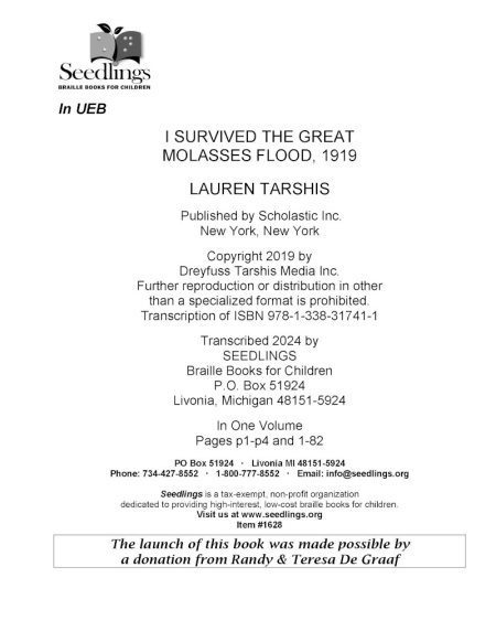Cover of I Survived the Great Molasses Flood, 1919 by Lauren Tarshis